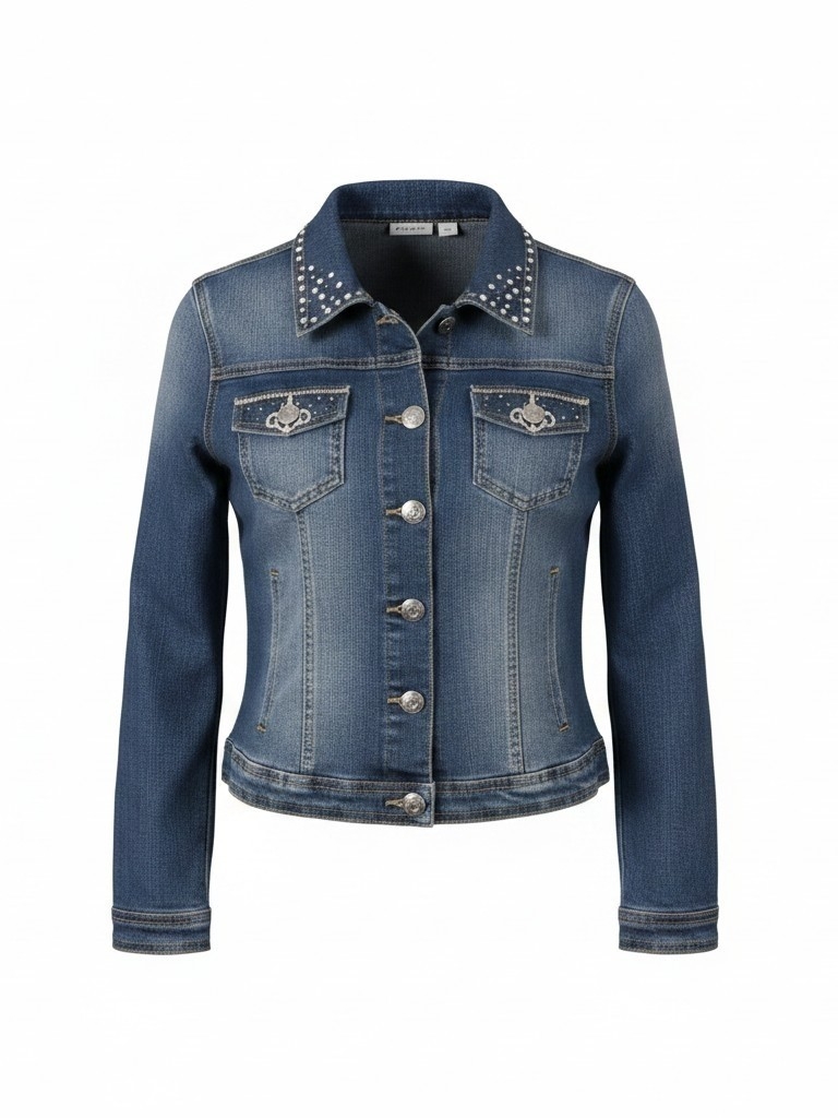 Cato Blue Denim Jacket With Rhinestone Trim
